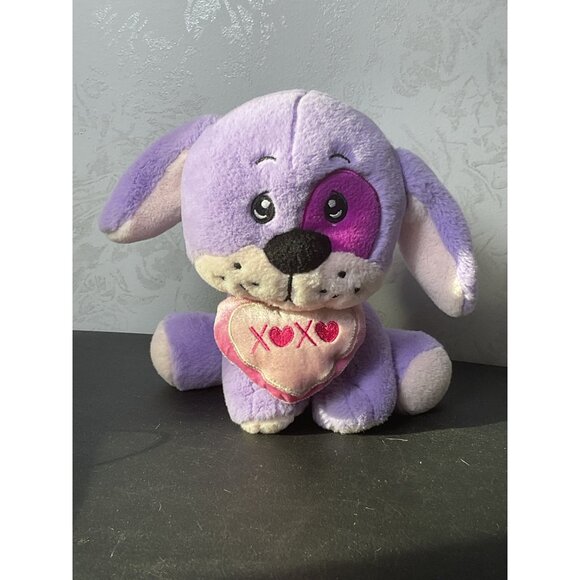 Purple Plush Dog Stuffed Animal With Heart XOXO Design - Picture 1 of 3